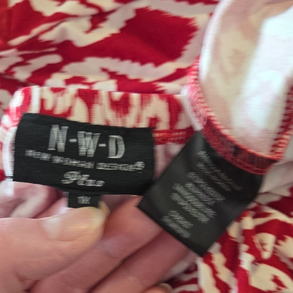 1X Red and White Sleeveless V-Neck Maxi Sundress - Picture 3 of 3